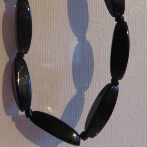 30" Mourning Necklace, Whitby Jet Onyx beads, Vintage/Antique, Flapper - Picture 4 of 6